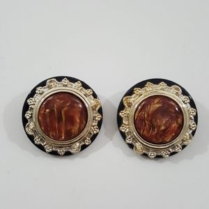 Vintage 2" Round Clip-on Earrings